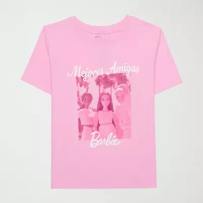 Little & Big Kid Girls Crew Neck Short Sleeve Regular Fit Barbie Graphic T-Shirt