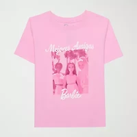 Little & Big Kid Girls Crew Neck Short Sleeve Regular Fit Barbie Graphic T-Shirt
