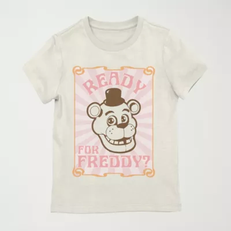 Little & Big Kid Girls Crew Neck Short Sleeve Regular Fit Freddy Graphic T-Shirt