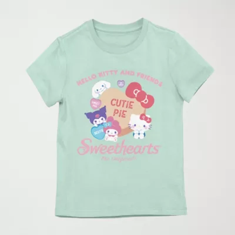 Little & Big Kid Girls Crew Neck Short Sleeve Regular Fit Hello Kitty Graphic T-Shirt