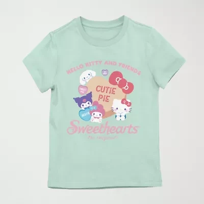 Little & Big Kid Girls Crew Neck Short Sleeve Regular Fit Hello Kitty Graphic T-Shirt