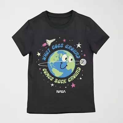 Little & Big Kid Girls Crew Neck Short Sleeve Regular Fit NASA Graphic T-Shirt