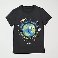 Little & Big Kid Girls Crew Neck Short Sleeve Regular Fit NASA Graphic T-Shirt