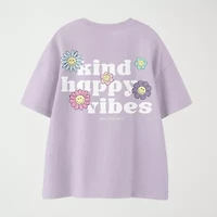 Smiley Big Kid Girls Crew Neck Short Sleeve Regular Fit Graphic T-Shirt