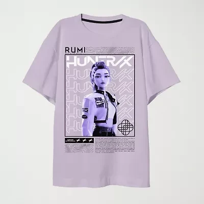 Rumi Big Kid Girls Crew Neck Short Sleeve Oversized KPop Demon Hunters Graphic T-Shirt