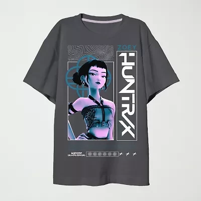 Zoey Big Kid Girls Crew Neck Short Sleeve Oversized KPop Demon Hunters Graphic T-Shirt