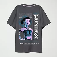 Zoey Big Kid Girls Crew Neck Short Sleeve Oversized KPop Demon Hunters Graphic T-Shirt