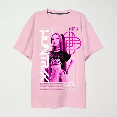 Mira Big Kid Girls Crew Neck Short Sleeve Oversized KPop Demon Hunters Graphic T-Shirt