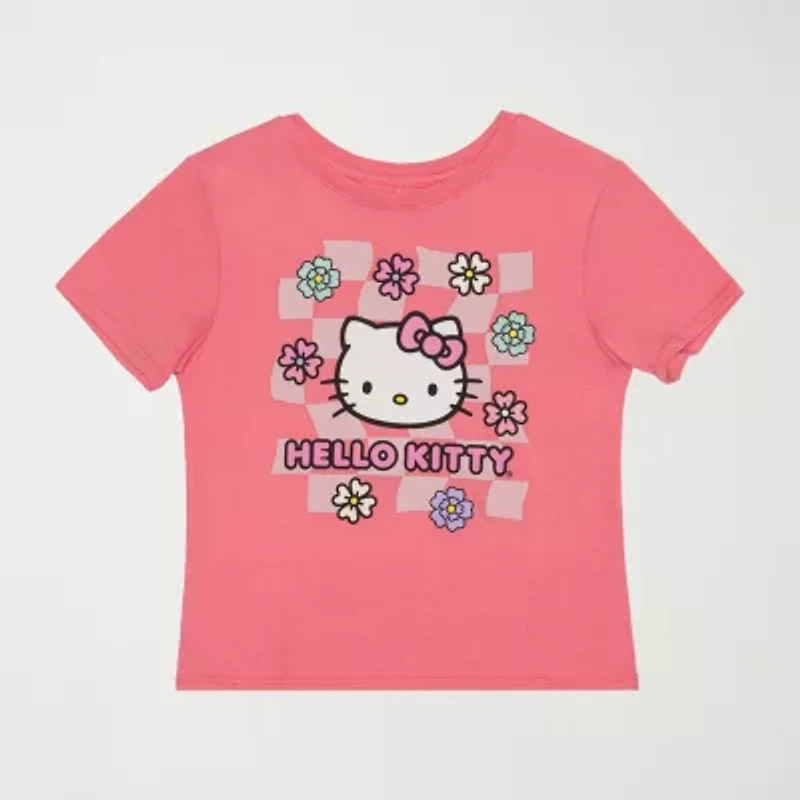 Little & Big Kid Girls Round Neck Short Sleeve Regular Fit Hello Kitty Graphic T-Shirt