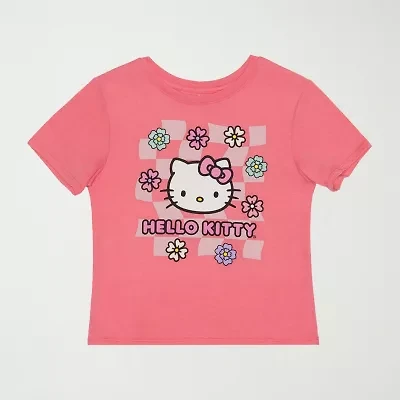 Little & Big Kid Girls Round Neck Short Sleeve Regular Fit Hello Kitty Graphic T-Shirt