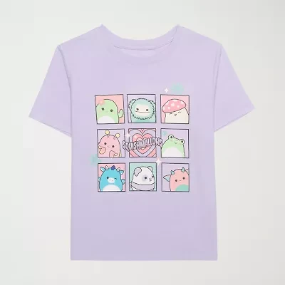 Little & Big Kid Girls Crew Neck Short Sleeve Regular Fit Squishmallows Graphic T-Shirt