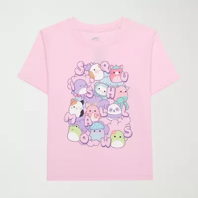 Little & Big Kid Girls Crew Neck Short Sleeve Regular Fit Squishmallows Graphic T-Shirt