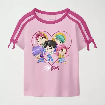 Saja Boys Big Kid Girls Round Neck Short Sleeve Regular Fit KPop Demon Hunters Graphic T-Shirt