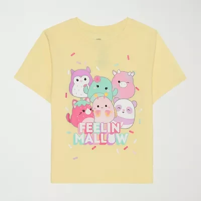 Little & Big Kid Girls Crew Neck Short Sleeve Regular Fit Squishmallows Graphic T-Shirt