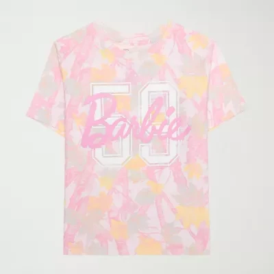 Little & Big Kid Girls Crew Neck Short Sleeve Regular Fit Barbie Graphic T-Shirt