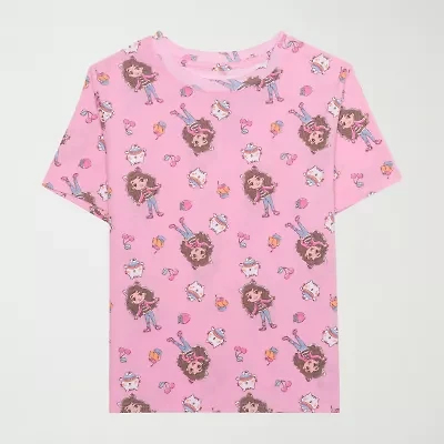 Little & Big Kid Girls Crew Neck Short Sleeve Regular Fit Gabby's Dollhouse Graphic T-Shirt