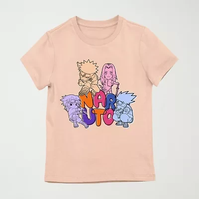 Little & Big Kid Girls Crew Neck Short Sleeve Regular Fit Naruto Graphic T-Shirt