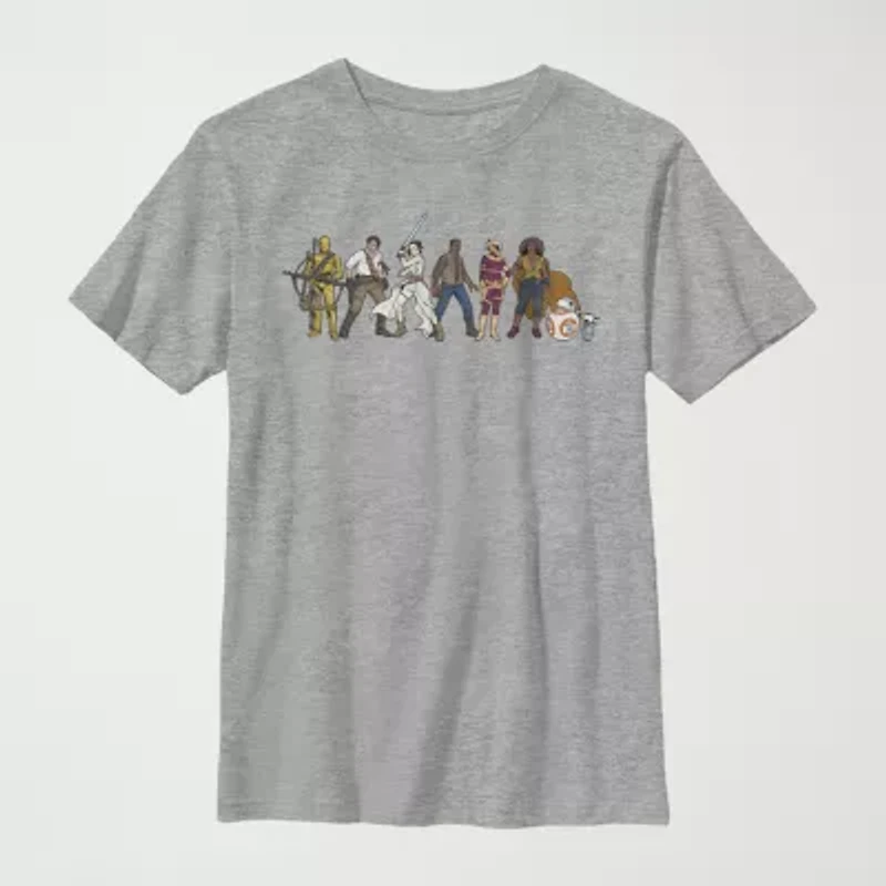 Little & Big Kid Boys Crew Neck Short Sleeve Regular Fit Star Wars Graphic T-Shirt