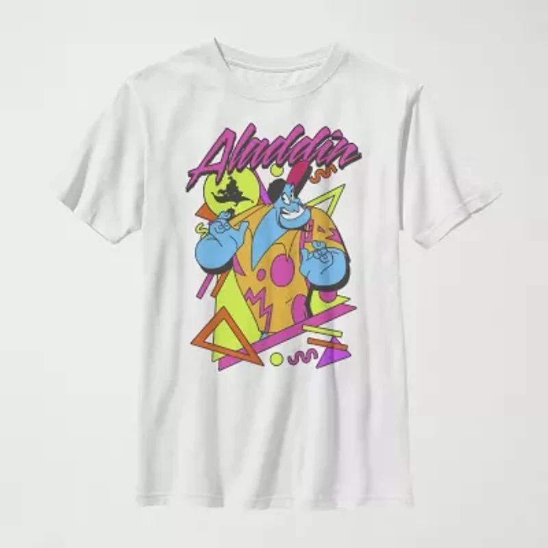 Disney Little & Big Kid Boys Crew Neck Short Sleeve Regular Fit Aladdin Graphic T-Shirt