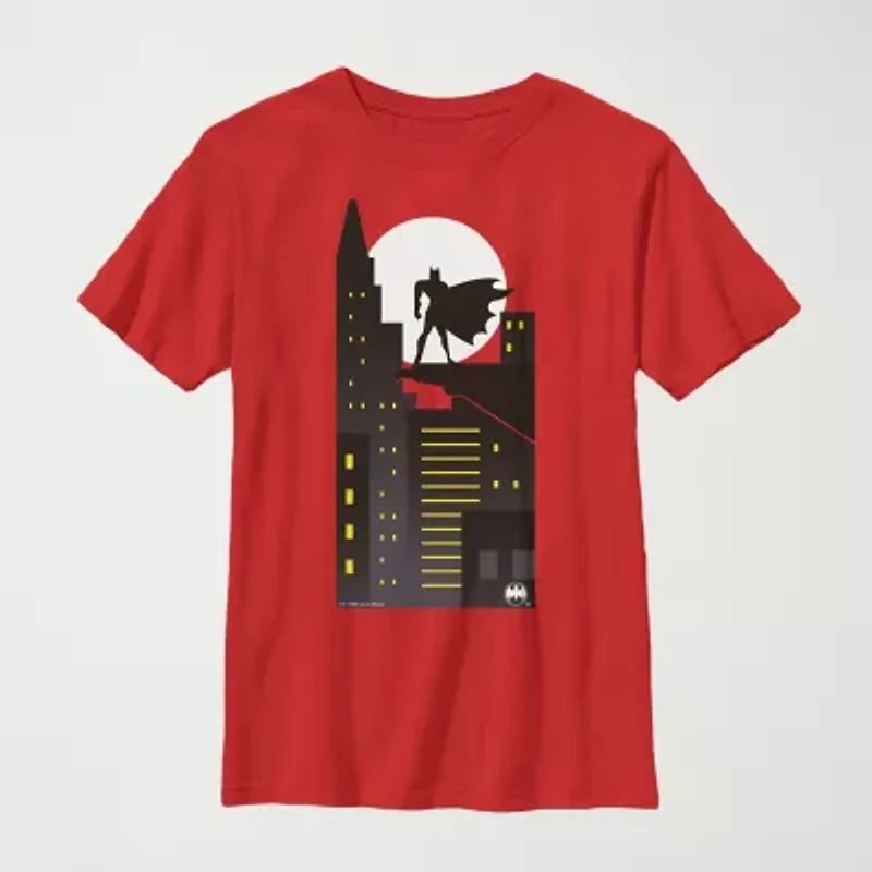 Little & Big Kid Boys Crew Neck Short Sleeve Regular Fit Batman Graphic T-Shirt