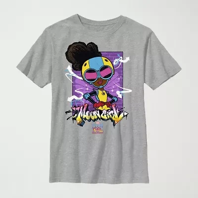 Little & Big Kid Boys Crew Neck Short Sleeve Regular Fit Marvel Moon Girl Graphic T-Shirt