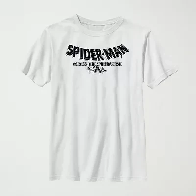 Spider-Man: Across The Spider-Verse Little & Big Kid Boys Crew Neck Short Sleeve Regular Fit Spiderman Graphic T-Shirt