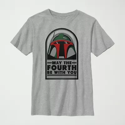 May The 4th Little & Big Kid Boys Crew Neck Short Sleeve Regular Fit Star Wars Graphic T-Shirt