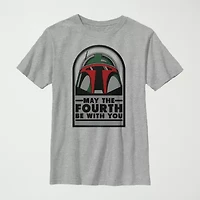 May The 4th Little & Big Kid Boys Crew Neck Short Sleeve Regular Fit Star Wars Graphic T-Shirt