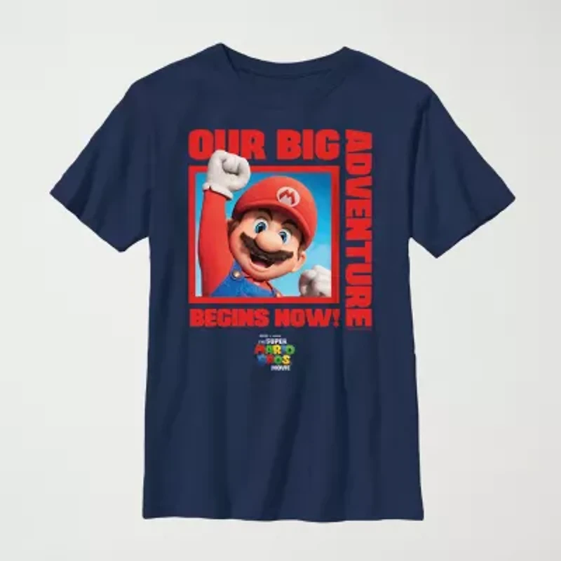 The Super Mario Bros. Movie Little & Big Kid Boys Crew Neck Short Sleeve Regular Fit Graphic T-Shirt