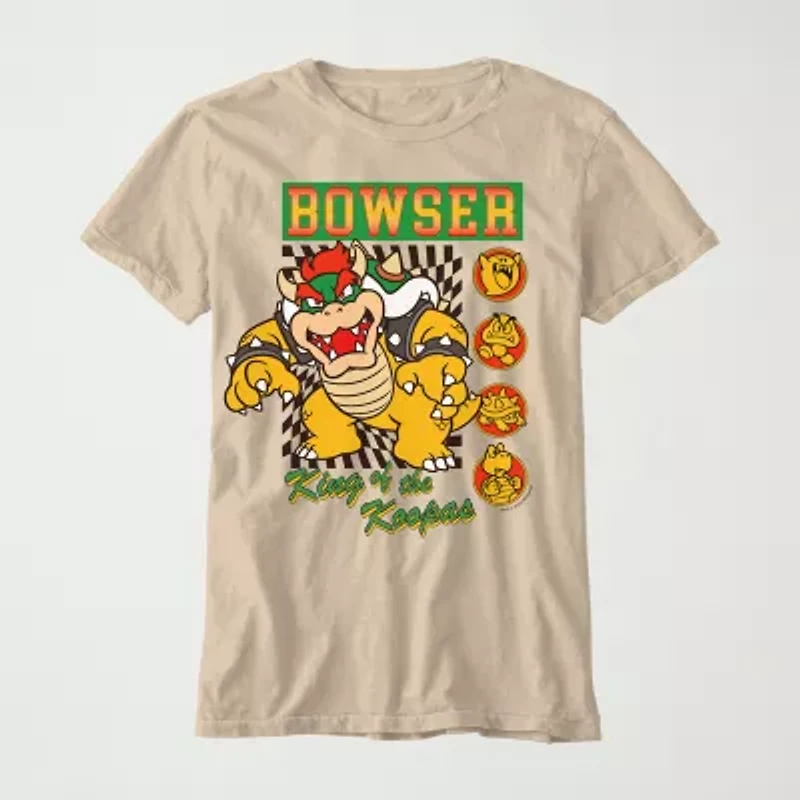 Little & Big Kid Boys Crew Neck Short Sleeve Regular Fit Super Mario Bowser Graphic T-Shirt