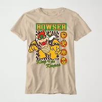 Little & Big Kid Boys Crew Neck Short Sleeve Regular Fit Super Mario Bowser Graphic T-Shirt