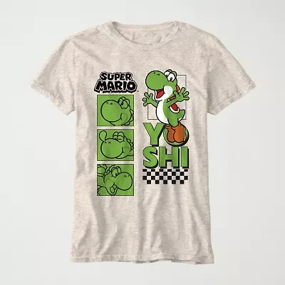 Little & Big Kid Boys Crew Neck Short Sleeve Regular Fit Super Mario Yoshi Graphic T-Shirt
