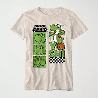 Little & Big Kid Boys Crew Neck Short Sleeve Regular Fit Super Mario Yoshi Graphic T-Shirt