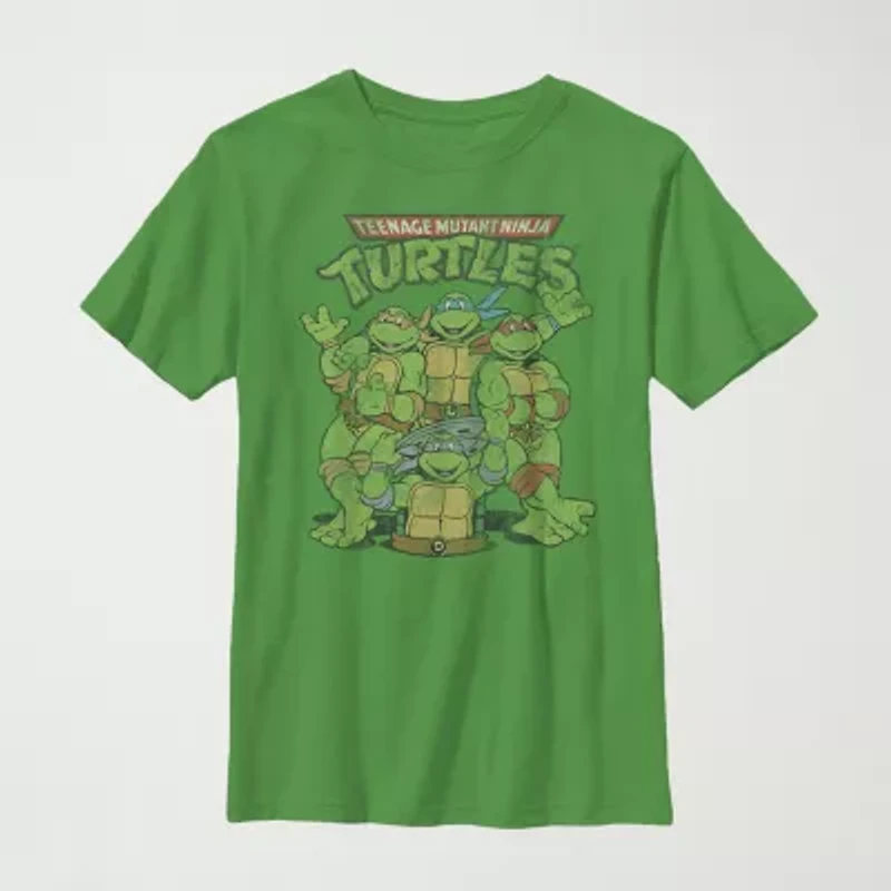 Little & Big Kid Boys Crew Neck Short Sleeve Slim Fit Teenage Mutant Ninja Turtles Graphic T-Shirt