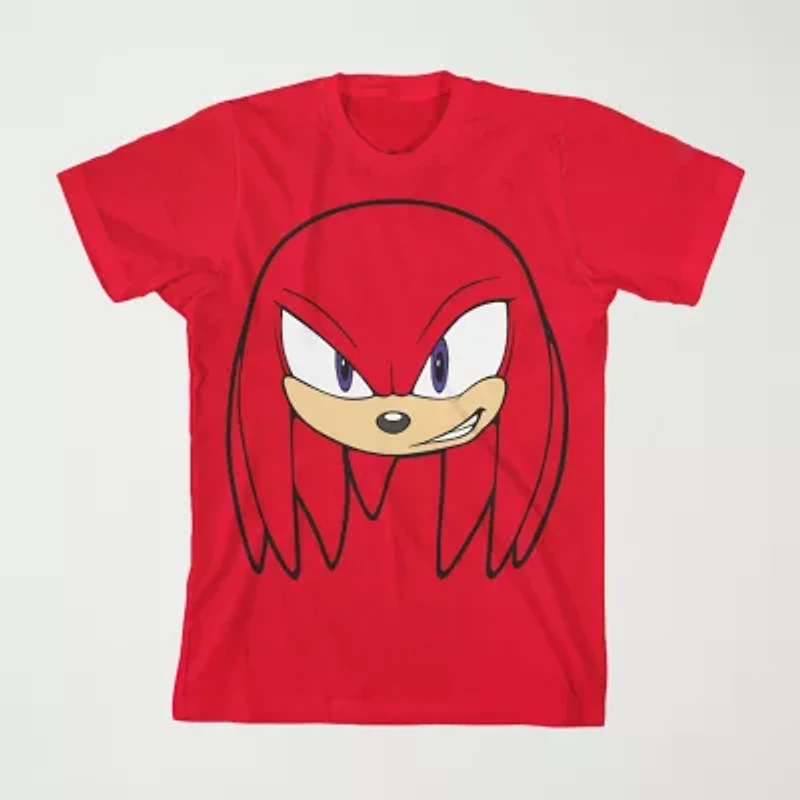 Knuckles Little & Big Kid Boys Crew Neck Short Sleeve Regular Fit Sonic the Hedgehog Graphic T-Shirt