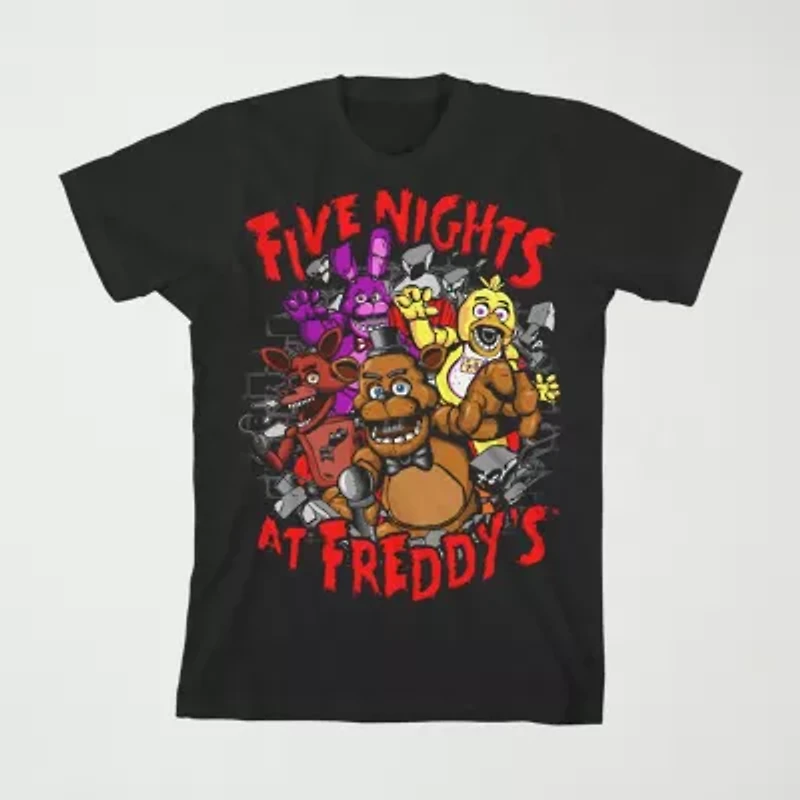 Little & Big Kid Boys Crew Neck Short Sleeve Regular Fit Five Nights at Freddys Graphic T-Shirt
