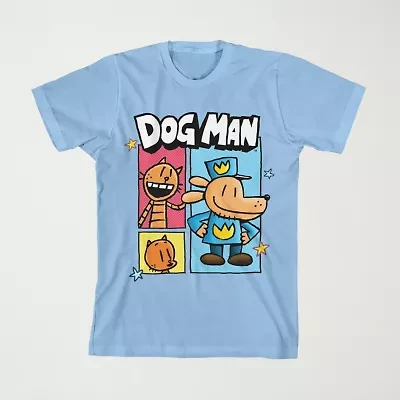 Dog Man Little & Big Kid Boys Crew Neck Short Sleeve Regular Fit Graphic T-Shirt