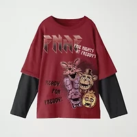 Little & Big Kid Boys Crew Neck Long Sleeve Regular Fit Five Nights at Freddys Graphic T-Shirt
