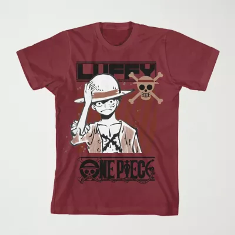 One Piece Little & Big Kid Boys Crew Neck Short Sleeve Regular Fit Graphic T-Shirt