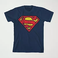 Little & Big Kid Boys Crew Neck Short Sleeve Loose Fit Superman Graphic T-Shirt