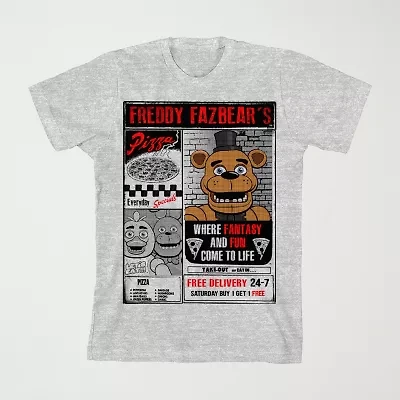 Little & Big Kid Boys Crew Neck Short Sleeve Loose Fit Five Nights at Freddys Graphic T-Shirt