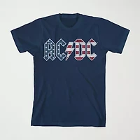 Little & Big Kid Boys Crew Neck Short Sleeve Flag Loose Fit AC/DC Graphic T-Shirt