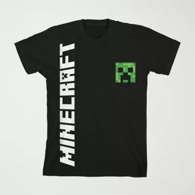 Little & Big Kid Boys Crew Neck Short Sleeve Loose Fit Minecraft Graphic T-Shirt
