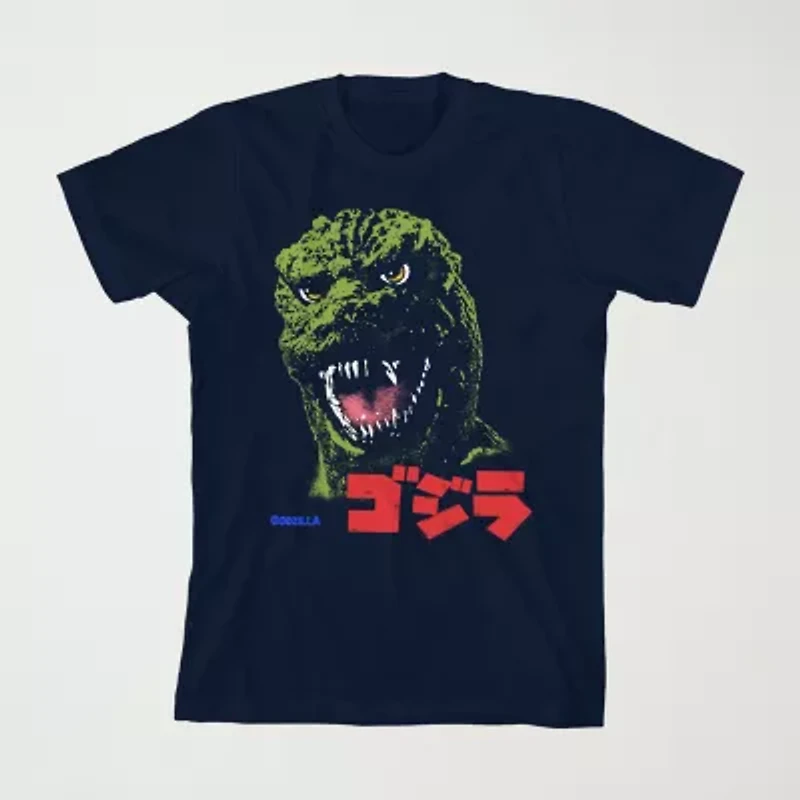 Little & Big Kid Boys Crew Neck Short Sleeve Loose Fit Godzilla Graphic T-Shirt