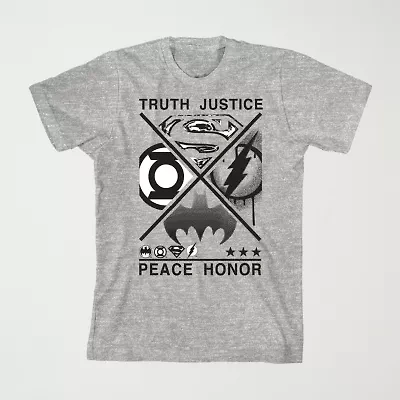 Little & Big Kid Boys Crew Neck Short Sleeve Loose Fit Justice League Graphic T-Shirt