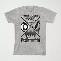 Little & Big Kid Boys Crew Neck Short Sleeve Loose Fit Justice League Graphic T-Shirt