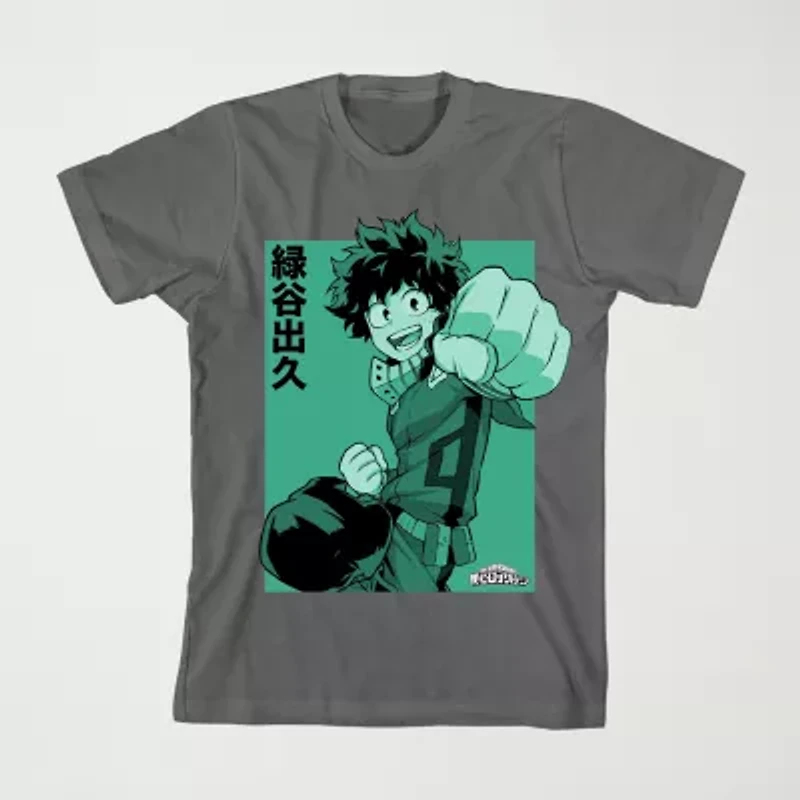Deku Punch Little & Big Kid Boys Crew Neck Short Sleeve Loose Fit Graphic T-Shirt