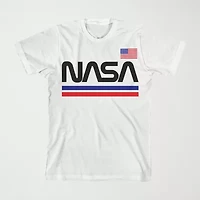 Little & Big Kid Boys Crew Neck Short Sleeve Flag Loose Fit NASA Graphic T-Shirt