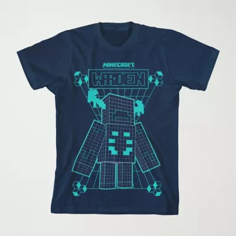 Little & Big Kid Boys Crew Neck Short Sleeve Loose Fit Minecraft Graphic T-Shirt