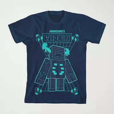 Little & Big Kid Boys Crew Neck Short Sleeve Loose Fit Minecraft Graphic T-Shirt